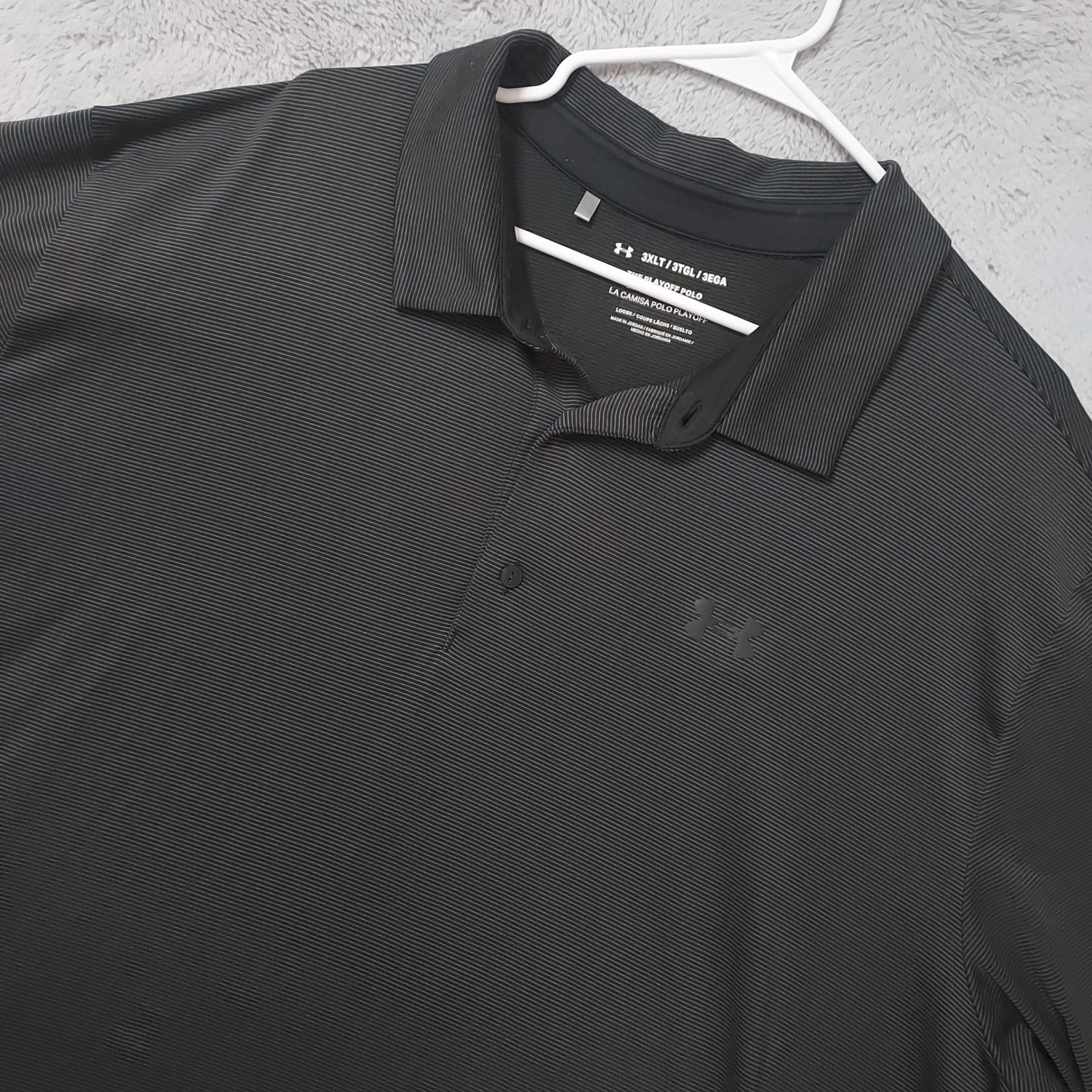 Under Armour Polo Shirt Mens 3xlt 3xl Tall Playoff Polo Striped Golf Black